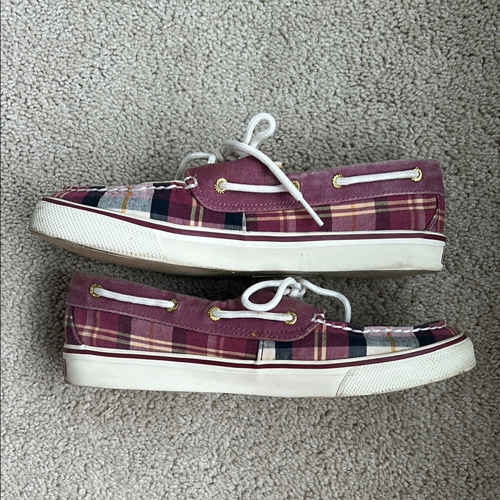 Sperry Top-Sider Madras Plaid Boat Shoes, 8 - Picture 2 of 5